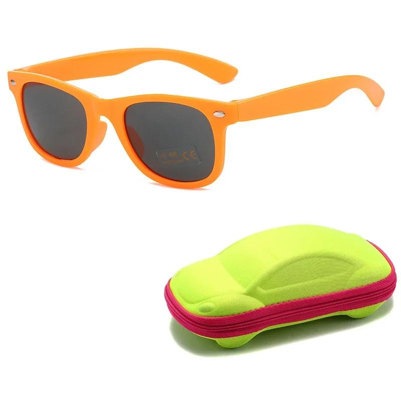 Cute Retro Kids Sunglasses With Glasses Box Girls Boys Uv400 Ultra Light Sun Protection Travel Safety Shades Eyeglasses