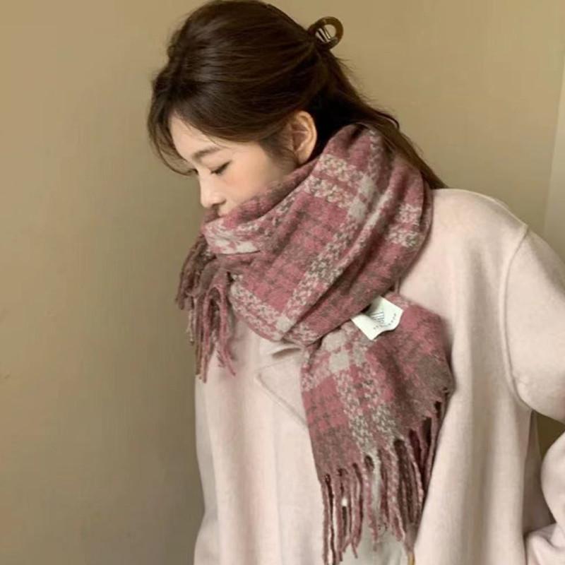 Autumn And Winter Plaid Scarf Thickened Imitation Cashmere Shawl Female Student Couple Warm Scarf