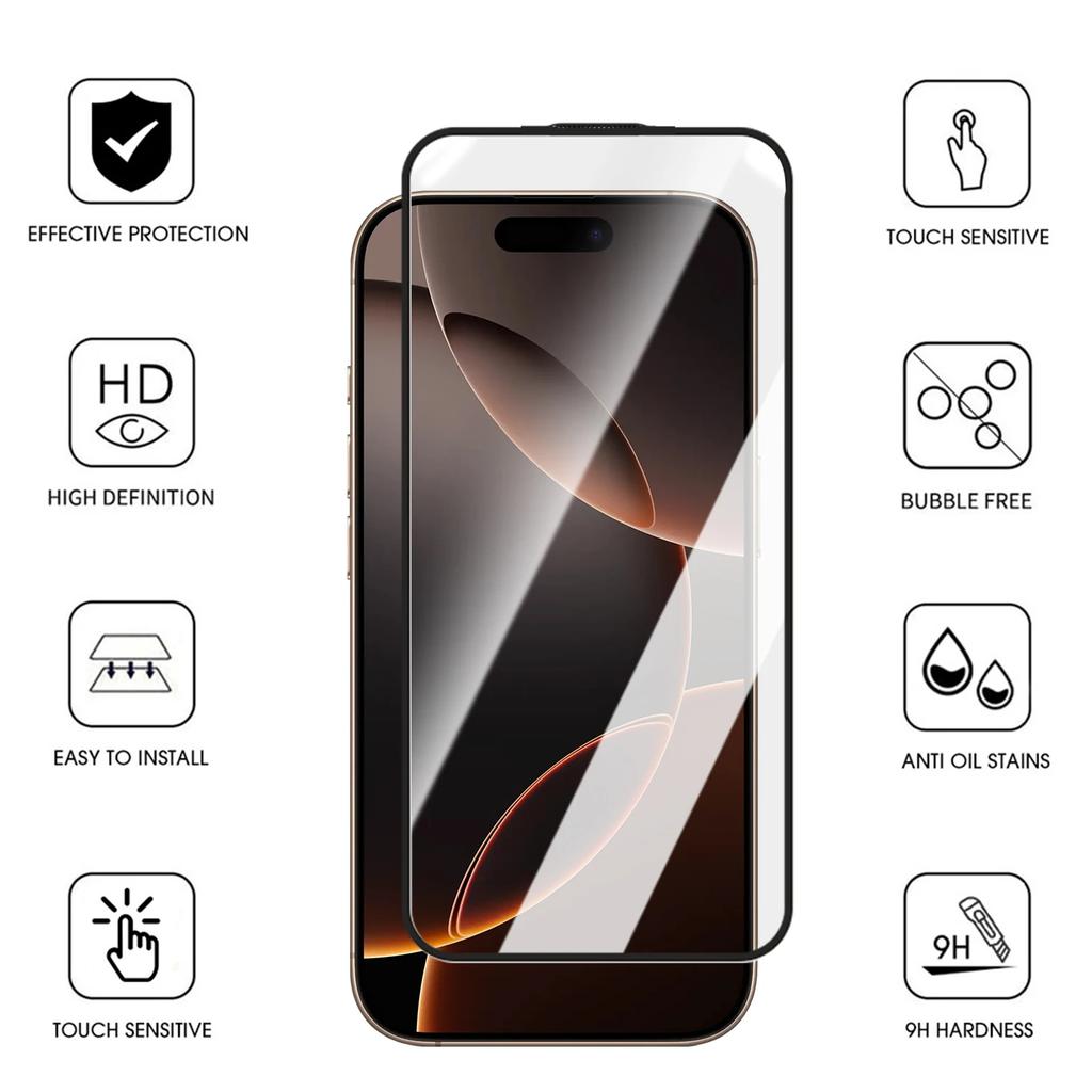 Protector de Pantalla de Fácil Instalación Libre de Polvo Para iPhone 17 Pro Max/17 Pro/17 Air 16 Pro Plus Películas de Vidrio Templado Antiarañazos