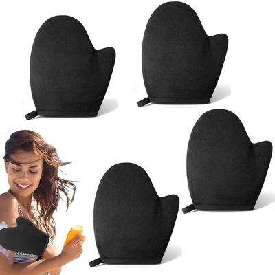 4Pcs Tan Removal Self Tanner Mitt, Sunscreen Application Accessories Tanning Gloves, Home Tanning Travel Beauty Routine, Outdoor Sun Protection, Bl