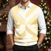 Men's Casual V-Neck Printed Wool Sleeveless Knit Vest for Commute and Daily Wear