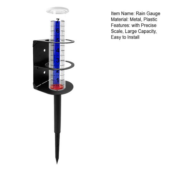 Außen-Regenmesser mit Metallpfahl Große Kapazität Garten Rasen Hof Zaun Terrasse Bauernhof Wasser Regenmesserrohr mit Montagehalterung