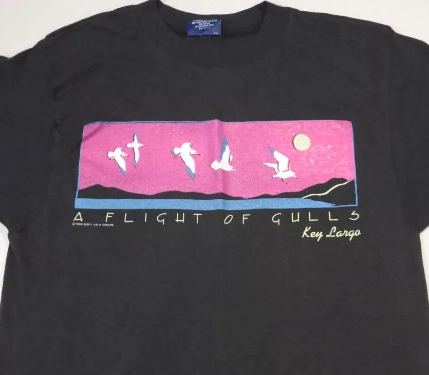 винтажная футболка 80-х KEY LARGO FLORIDA KEYS ПЛЯЖ ЗАКАТ XS одинарный шов тонкая S