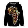 European & American Women's Casual Printed Black Hooded Sweatshirt with Patch Pocket - Drawstring MH612