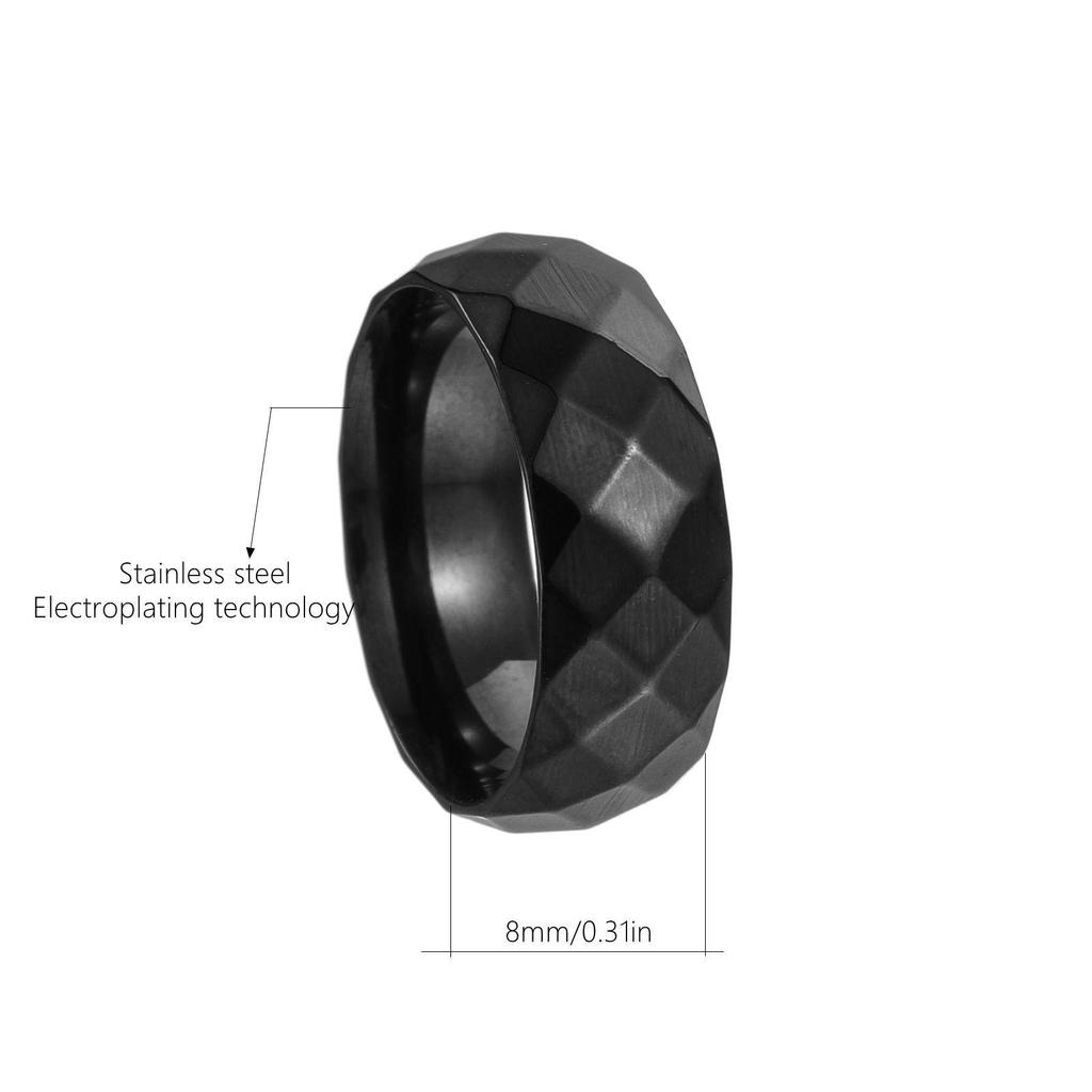 8mm Wide Diamond Men's Wedding Ring with Durable Electroplating