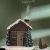 Christmas Winter Log Cabin Incense Cone Burn Christmas Chimney Hut Incense Cone Burner Table Centerpiece Display Xmas Decor
