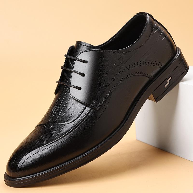 

Korean Fashion Casual Derby Shoes for Men Solid Color New Designer Leather Shoes Male Spring Autumn Commuting Dress Shoe Man 38
