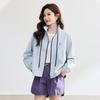 TERRE BLEUE Women's Loose Fit Stand-Collar Jacket