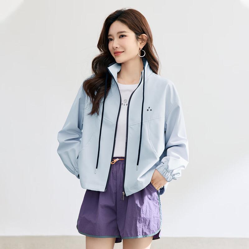 TERRE BLEUE Women's Loose Fit Stand-Collar Jacket