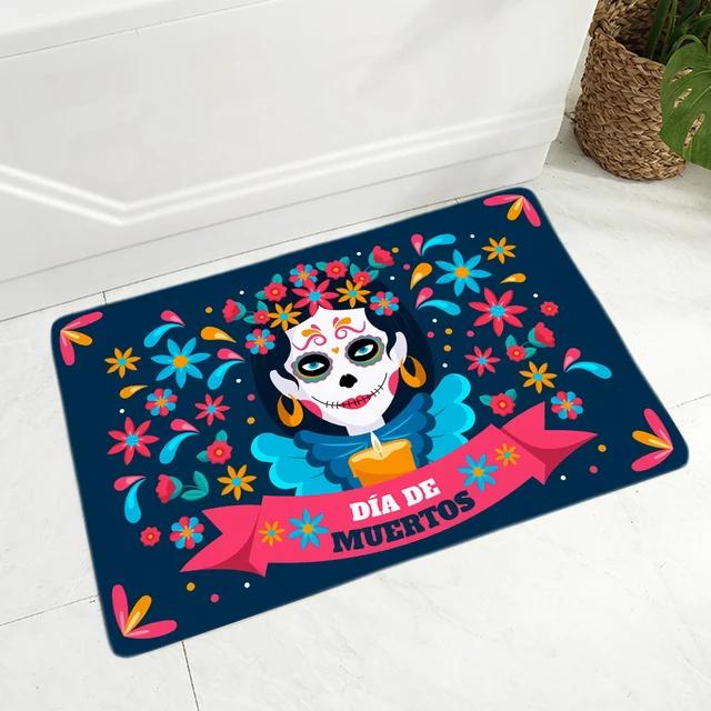 Cartoon Mexico Day of The Dead Entrance Doormat Home Decor Sugar Skulls Kitchen Hallway Rugs Bathroom Non-slip Floor Mat
