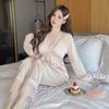 1011 summer new women's loungewear with chest pad lace sexy v-neck pajama set cool and comfortable