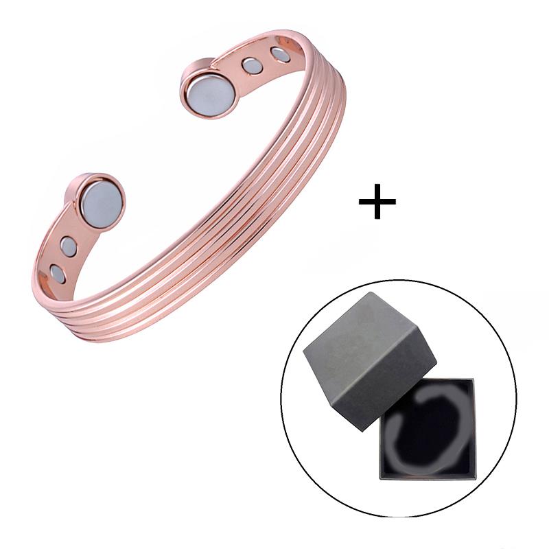 

Pure Copper Bracelets for Men Women Rose Gold Color Adjustable Cuff Bangles Arthritis Health Big Magnets Jewelry 60-65mm