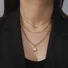 Stainless Steel Three Layers Chain Necklace For Women Heart Lock Pendant Clavicle Necklaces Hip Hop Jewelry Gift