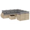 VidaXL Salon de Jardin avec Coussins 9 pcs, Canapés de Terrasse, Ensemble de Meubles de Patio, Mobilier d'Extérieur, Beige 3253496