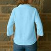 Women's Color Button Pocket Lapel Loose Cotton And Linen Shirt Top