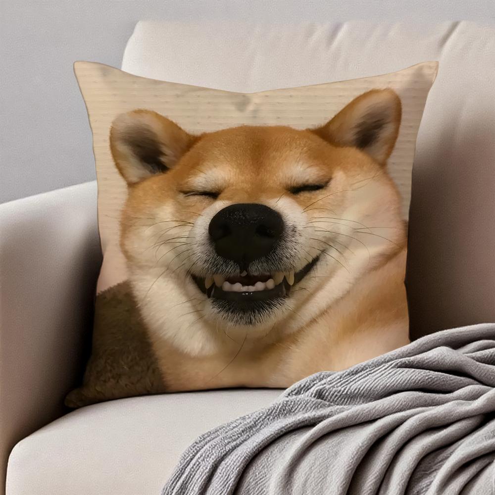 Abstract Cute Funny Pet Dog Meme Cushion Cover Pillowcase Antidustmite Invisible Zipper Short Plush Sofa Cushion