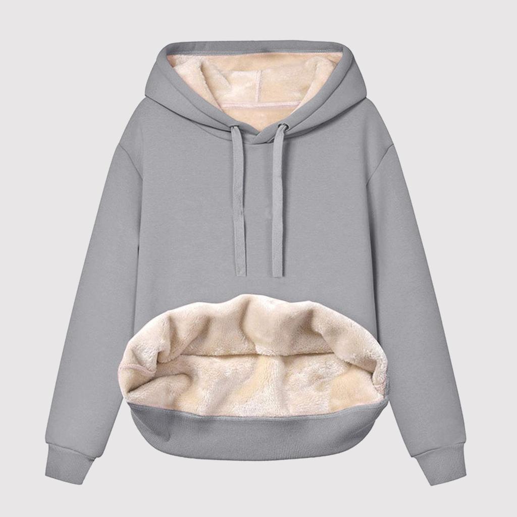 Sudadera Cálida de Felpa para Mujer con Forro Polar Invierno Manga Larga Cálida Terciopelo Jerséis Reversibles Sudaderas Para Mujer Ropa de Casa