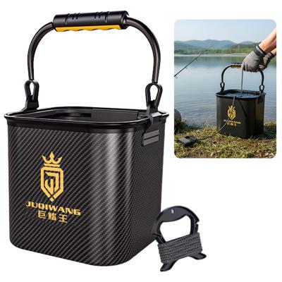 Foldable Fishing Bucket 13L Portable Live Fish Container with Handle for Outdoor Bass Trout Fishing Waterproof Oxford Fabric
