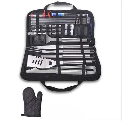 BBQ Tool Set, Portable Oxford Bag, Grilling Utensils, Stainless Steel Grill, Spatula Brush, Outdoor Barbecue Accessories