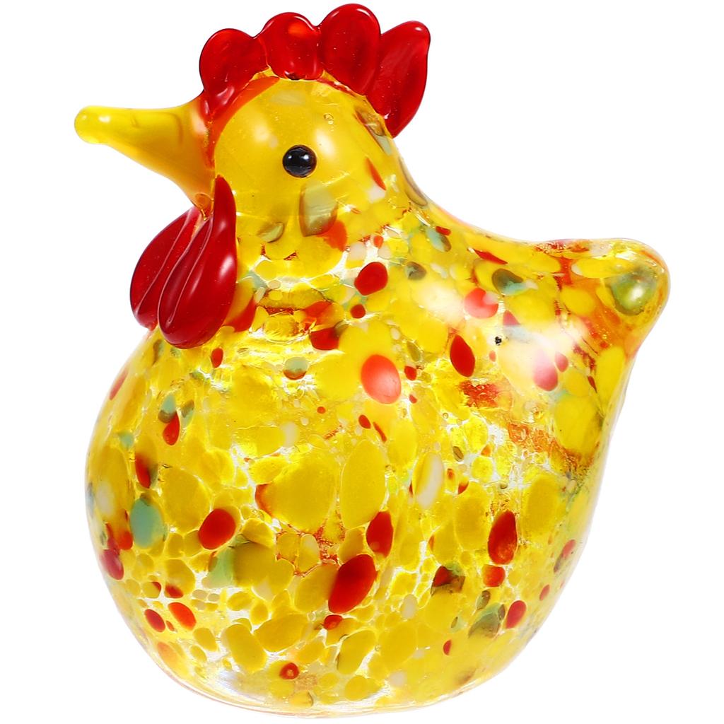 Glass Hen Decor Delicate Stable Desktop Glass Chicken Ornament Home Office Decoration Love Gift Bright Color Crystal Hen