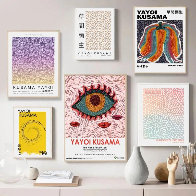 Pumpkin Dot Eye Surrealism Canvas Prints Yayoi Kusama Paintings Nordic Posters Wall Art Pictures For Living Room Decor