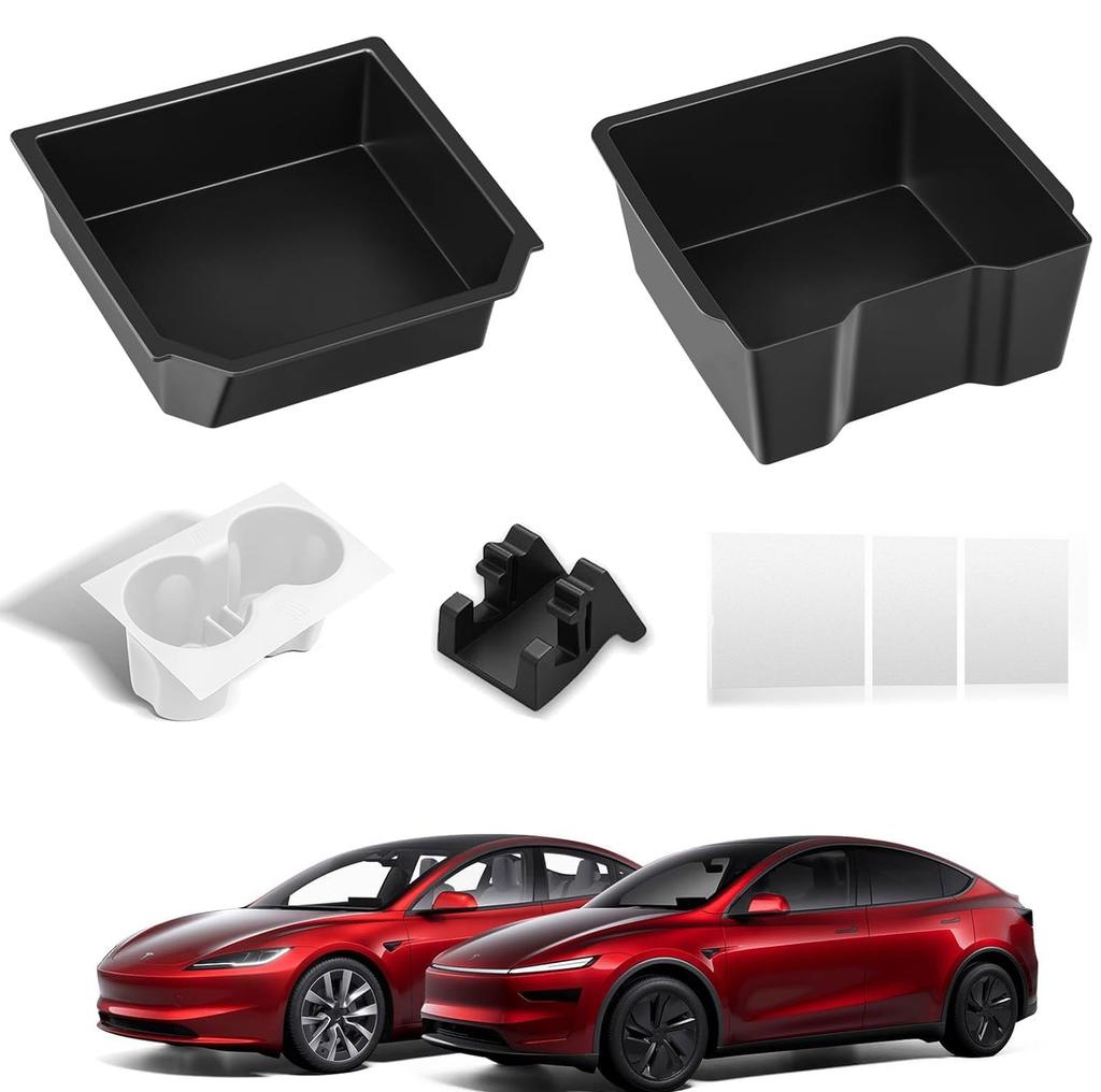 5PCS Center Console Organizer Tray For Tesla Model Y 2026 Model 3 Cup Holder Phone Holder Console Electrostatic Adsorption Cover