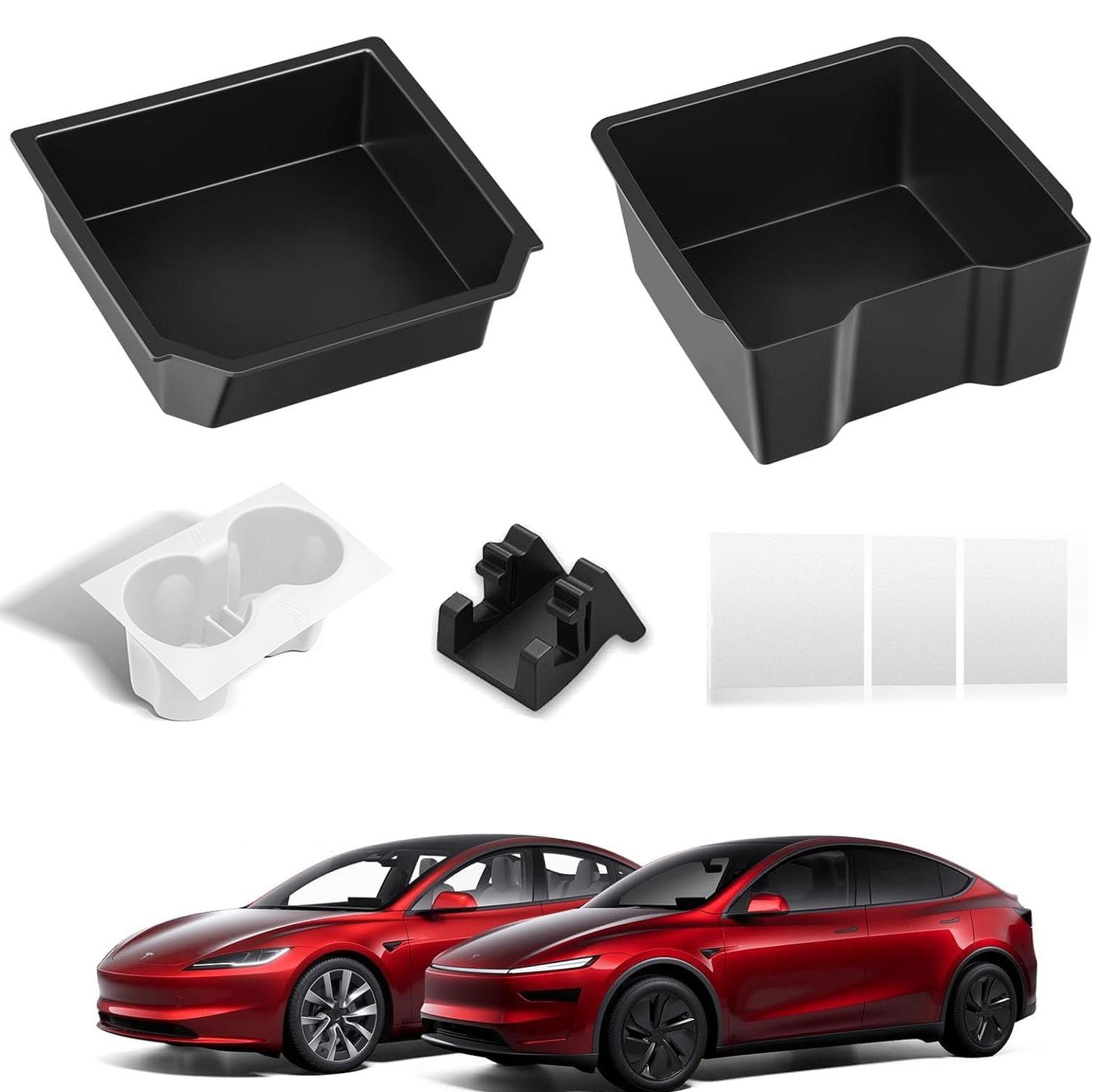 

5PCS Center Console Organizer Tray For Tesla Model Y 2026 Model 3 Cup Holder Phone Holder Console Electrostatic adsorption Cover