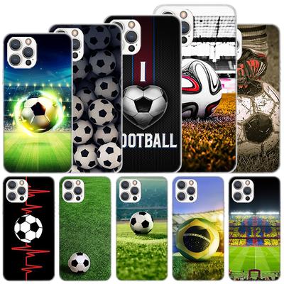 Coque souple motif ballon de football pour iPhone 11, 12, 13, Mini, 14 Pro Max, Apple Phone Cover X, XS, XR, SE, 7 Plus, 8 +, 6, 6S, 5S