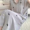 Summer Women's Simple High-Class Sense of Printing Nightgown Girl Models Loose Pajamas Ins Style Pajamas Homewear Dresses