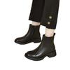 Soft leather flat heel round head platform short boots women's autumn and winter new thick heel soft sole single boots versatile Martin boots velvet