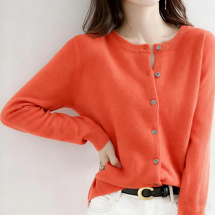 Women Autumn Winter Long Sleeve O Neck Solid Color Soft Breathable Loose Cardigan Sweater Coat