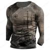 Vintage Men's Long Sleeve T-shirt 3d Letter Print Graphic T Shirts Men Fashion Tops Tees Outdoor Sports Tops