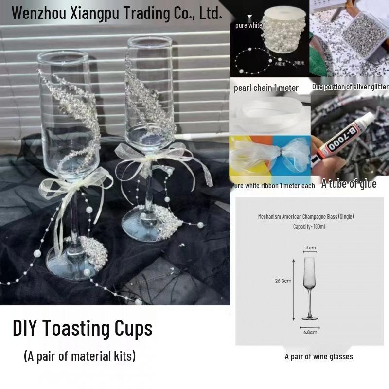 Purple Tassel Mosaic Butterfly Champagne Toasting Glass DIY Kit for Weddings