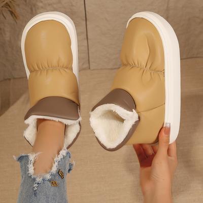 Modische Damenstiefel Winter Warm Baumwollschuhe Dicke Sohle Daunen Wasserdicht Schneestiefel Damen Rutschfeste Plateau-Schuhe Damen Zapatos De Mujer
