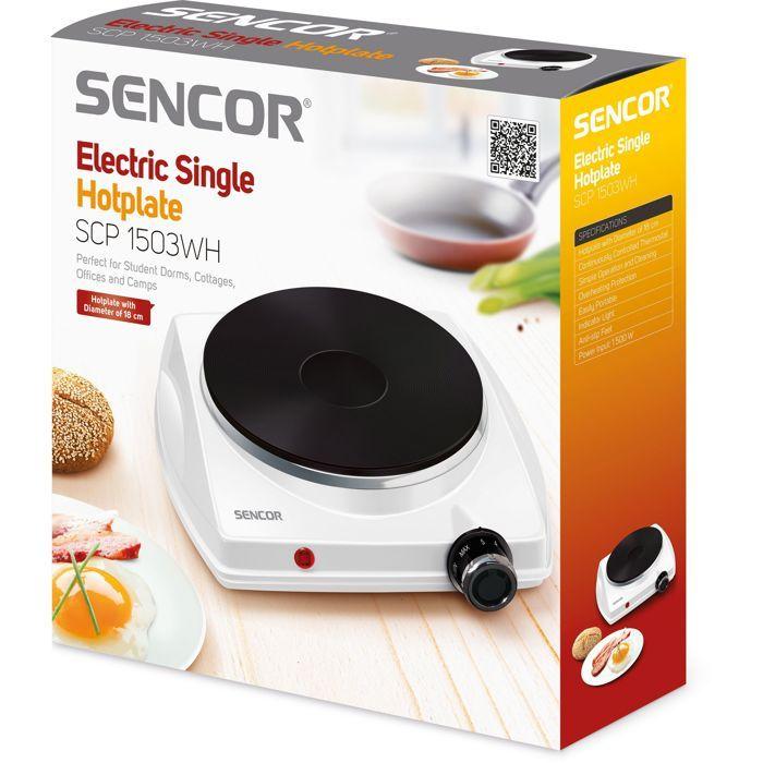 Plaque de cuisson électrique - SENCOR - SCP 1503WH-EUE4 - 1500 W - 1 foyer - Blanc