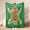 Medieval Wild Animal Flannel Throw Blanket Lion Tiger Leopard Floral Art Print Soft Warm Vintage Sofa Bedroom Home Decor