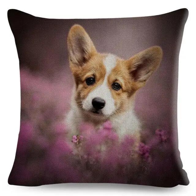 Cute Welsh Corgi Pembroke Dog Printed Pillowcase Decoration  Pet Animal Cushion Cover Sofa Household Car