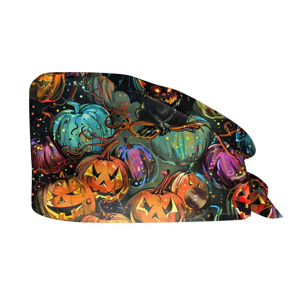 Fashion Halloween Print Work Hat Casual Wash Hat Bag Cap