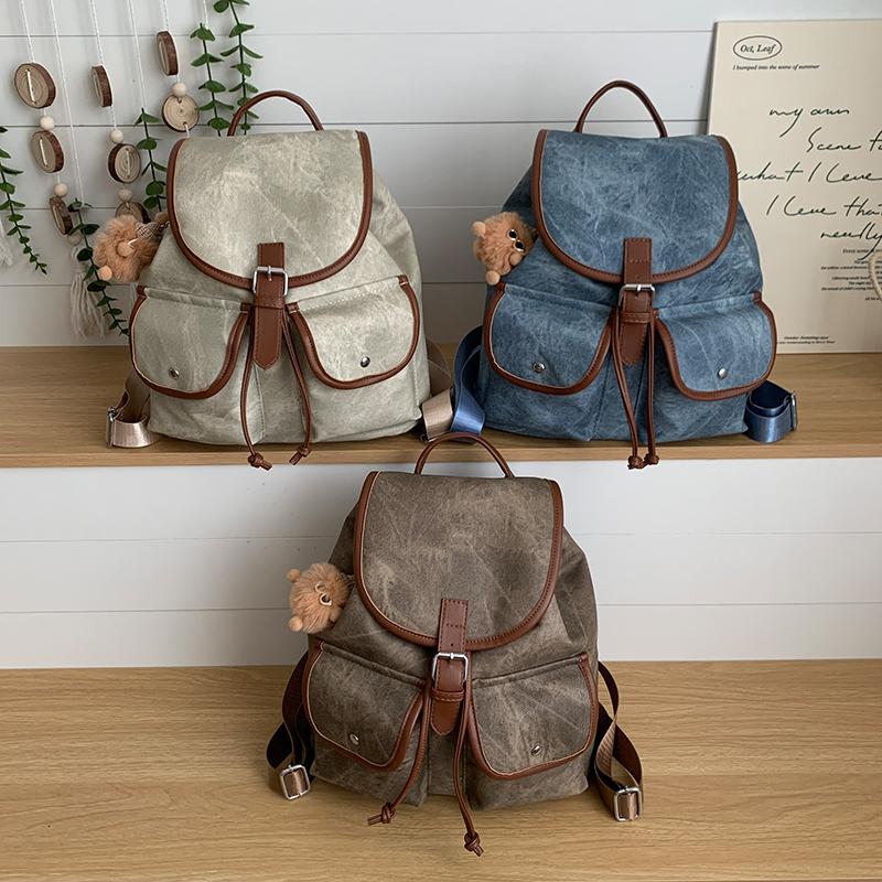 Vintage Color Block Backpack Women's Lightweight Backpack