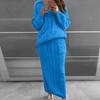 Women Autumn Winter Twist Crop Sweater Hip Skirt Knit Set for Laides Solid Color Slim All Match Two Piece Set