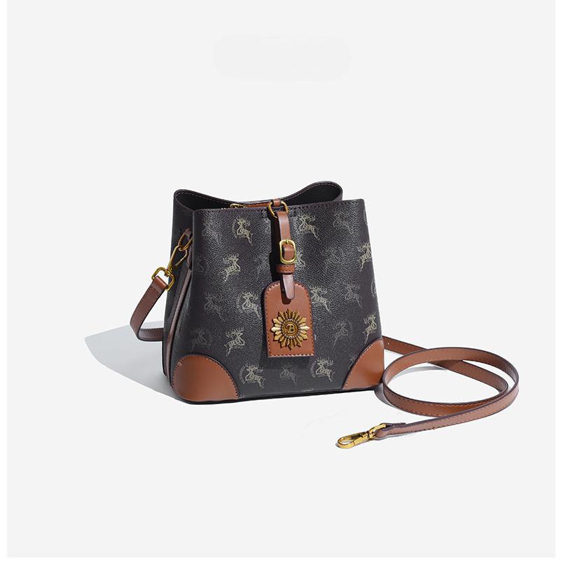 IELGY Premium Retro Bucket Bag, Fashionable Versatile Portable Shoulder Messenger Bag