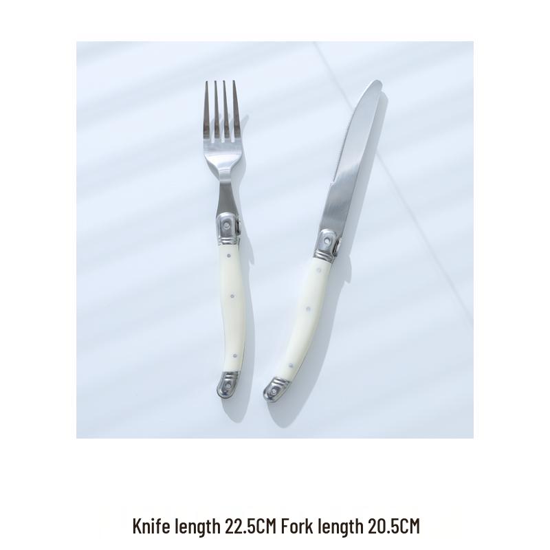 Nordic Gold Rim Steak Knife & Fork Plate Set - Western Dining & Breakfast Tableware