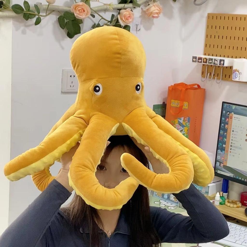 New Simulation Yellow Octopus Plush Toy Lifelike Sea Animal Plushies Doll Cartoon Soft Pillow for Girls Boys Birthday Gifts