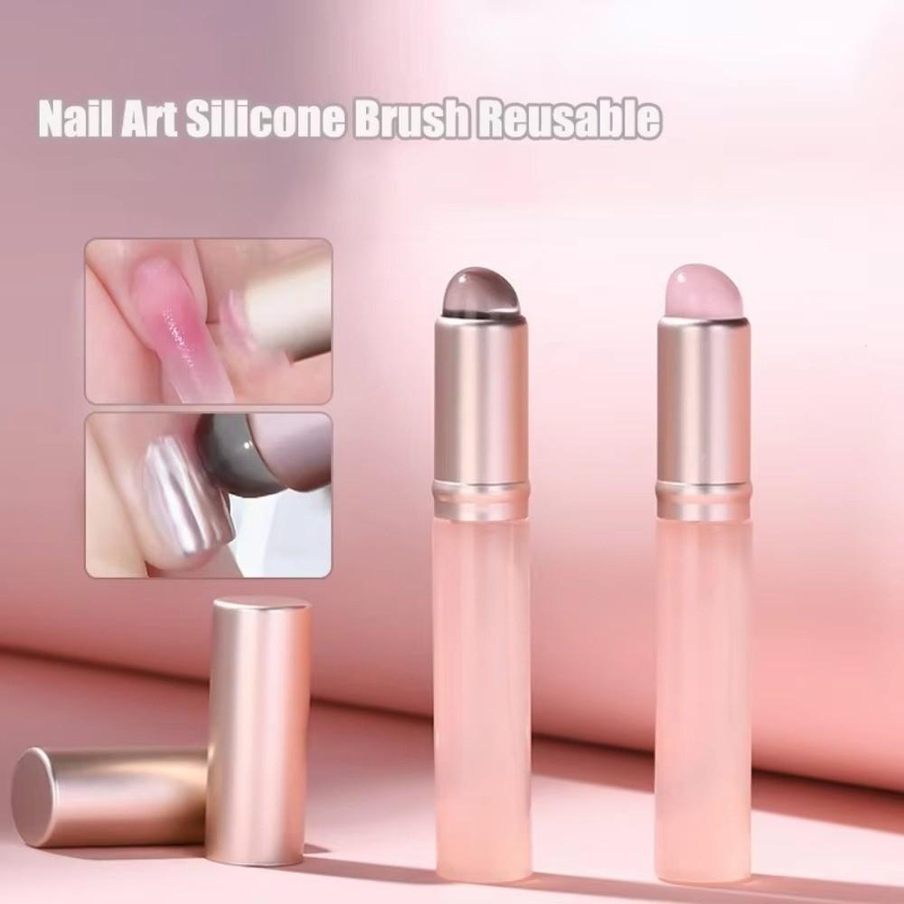 New Silicone Nail Art Brush Soft Mirror Effect Manicure Tool Reusable Smudge Brush Salon