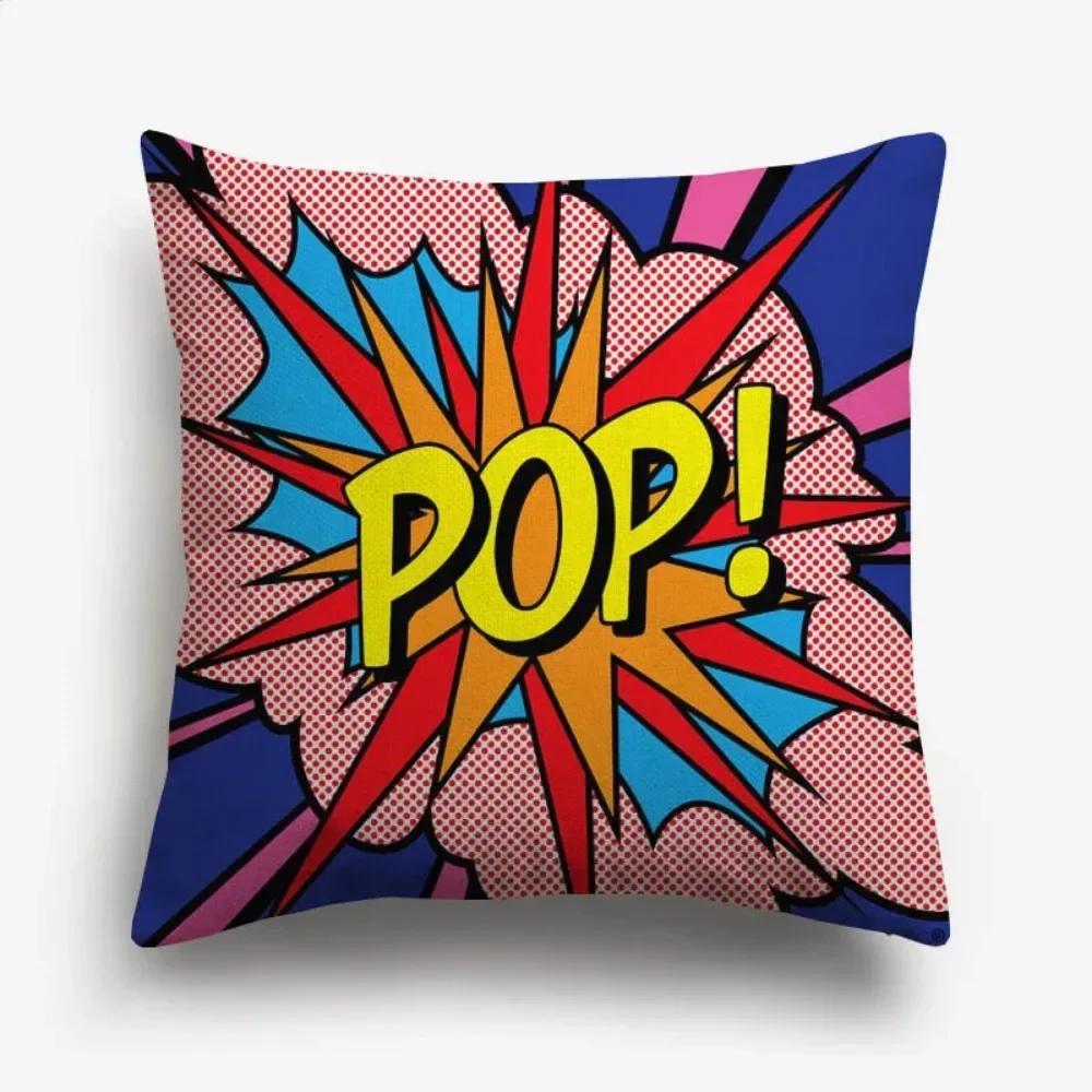 American POP ART Cushion Covers BANG WOW BOOM POW Cushion Cover Home Decorative Linen Pillow Case for Sofa Couch