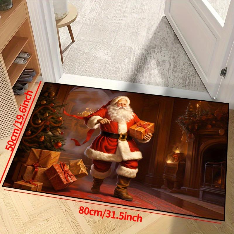 Merry Christmas Carpet for Bedroom Living Room Hallway Area Rug Santa Claus Soft Anti-slip Entrance Doormat Floor Mat Home Decor