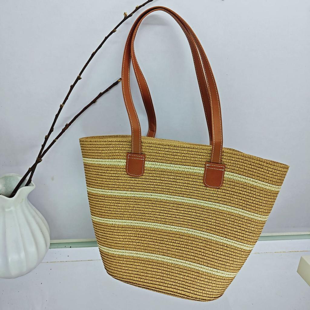 Strohtasche Damen Sommer Rattan Tasche Tragetasche Wind Schulter Strandtasche Nische Literarisch Neu