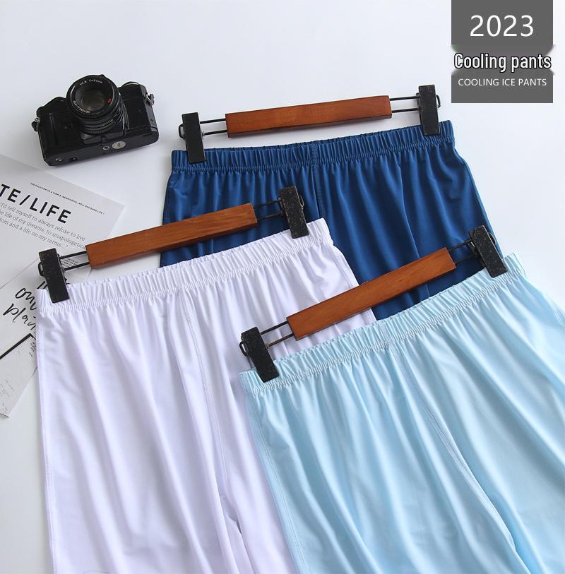 Liquid Ice Silk Men's Ultra-Thin Breathable Sleep Shorts - Summer Stretchy Beach Pants