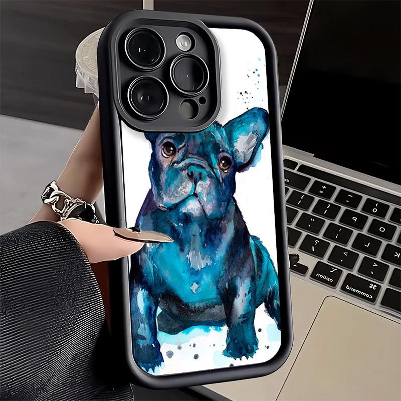 Phone Case for iPhone 17 Air 16E 15 16 Pro Max French Bulldog Dog Pug Design Cover 14 Plus 13 12 Mini Soft Shell Silicone Fundas