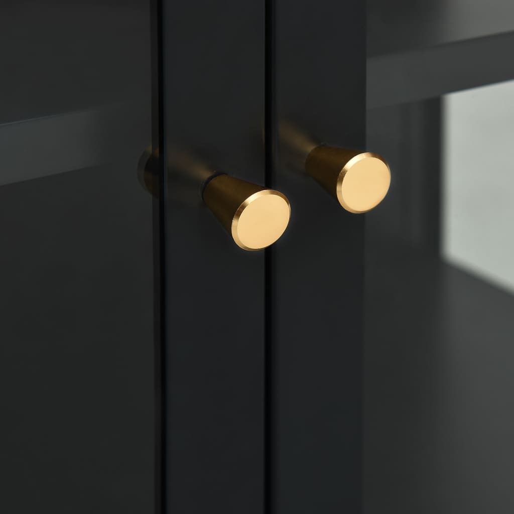 Vidaxl Side Cabinet, Black, 70X35X70 Cm, Steel and Glass